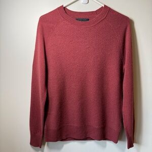 Tahari Cashmere crew neck sweater textured knit long sleeve pullover ribbed trim